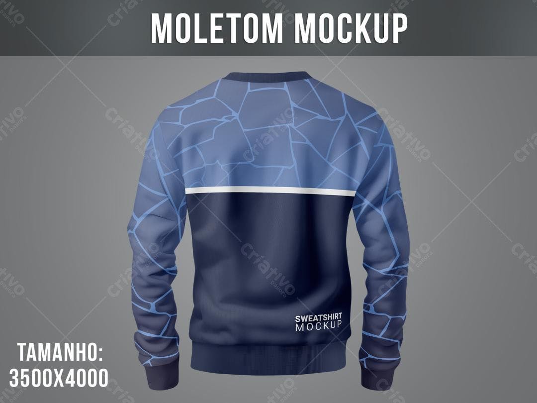 Mockup de Moletom Masculino com Padronagem Geométrica Azul