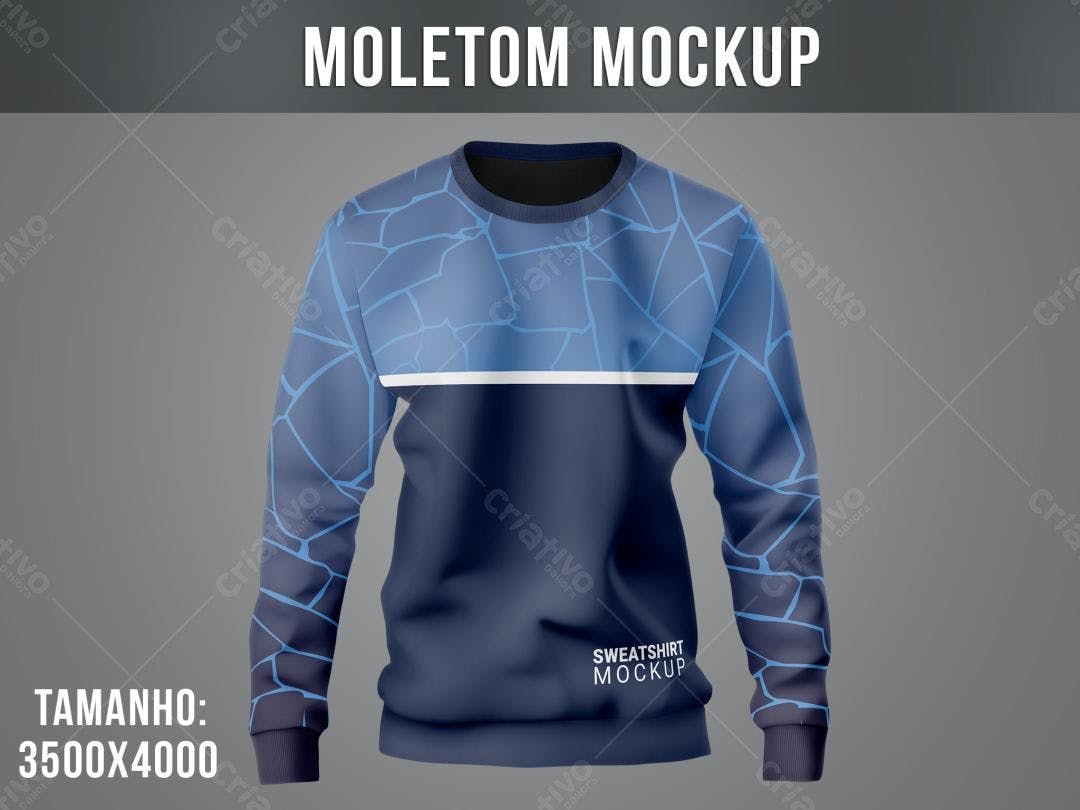 Mockup de Moletom Masculino: Azul Marinho e Azul Claro com Padrão Geométrico