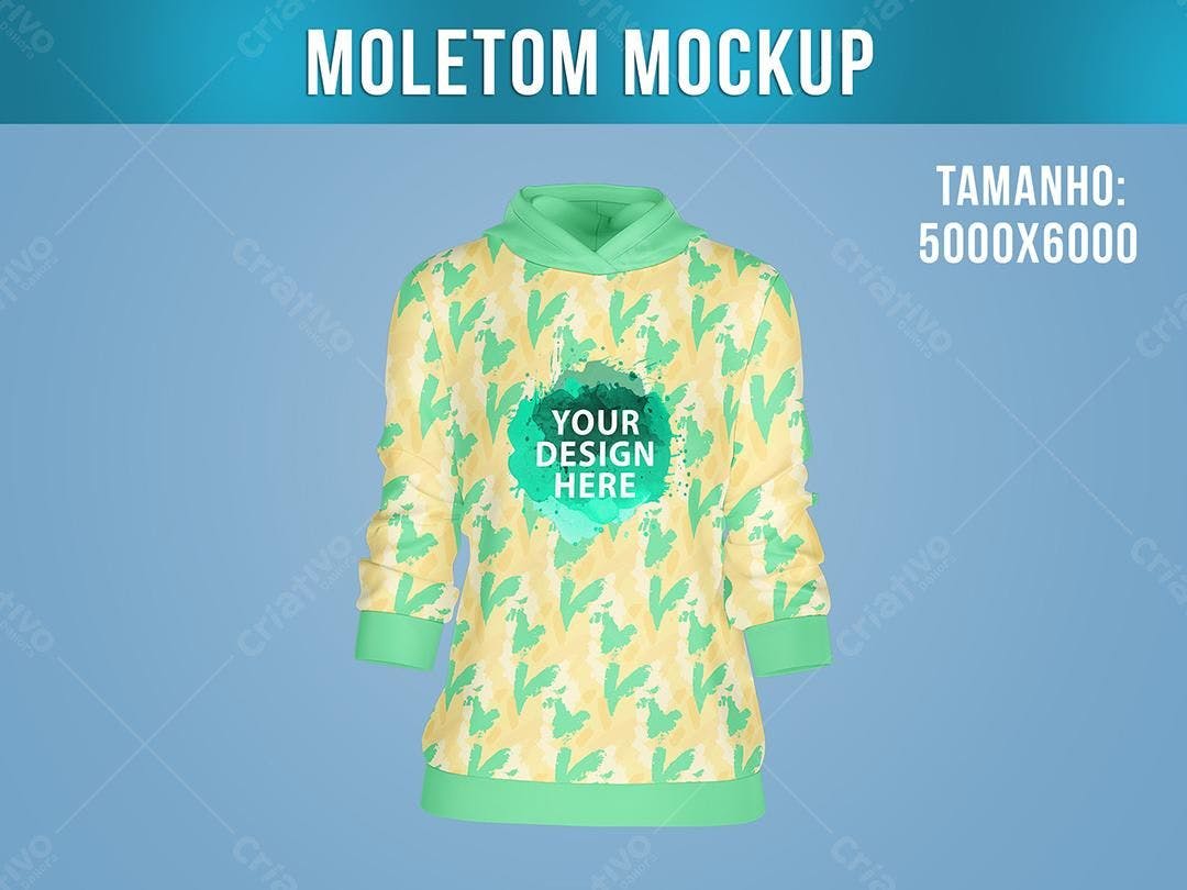 Mockup de Moletom com Estampa Abstrata em Amarelo e Verde
