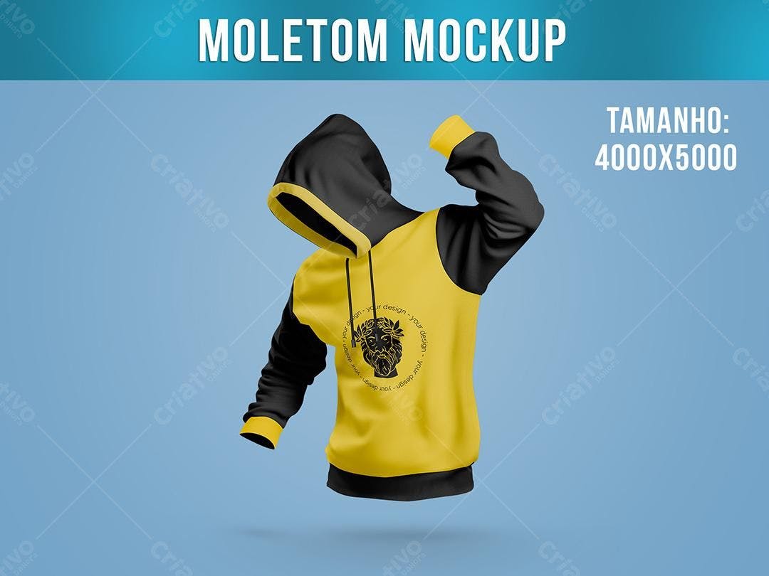 Mockup de Moletom Preto e Amarelo em Suspensão