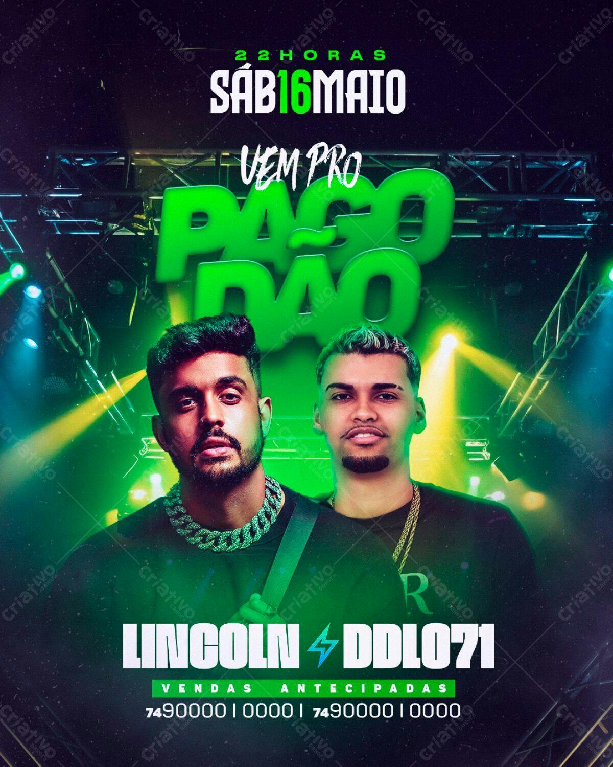 Flyer Festa Pagode Lincoln e DDL071 PSD Editável