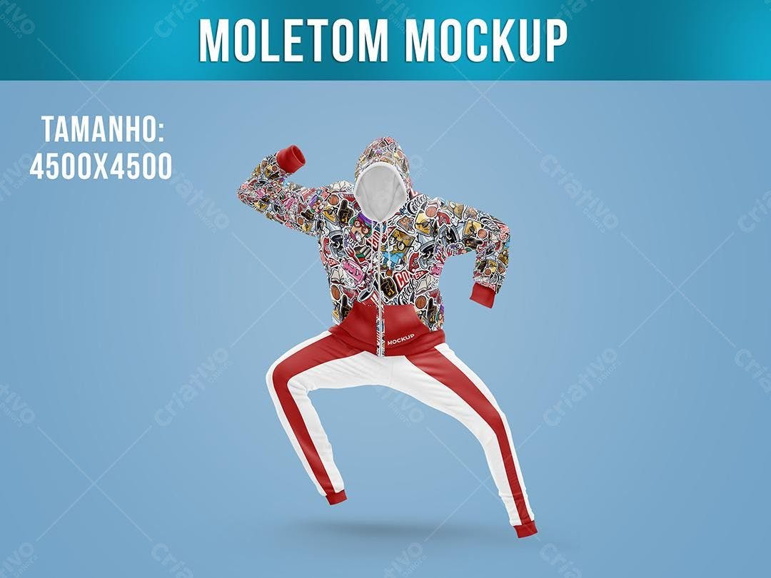 Mockup de Moletom com Design de Stickers - Vermelho e Branco