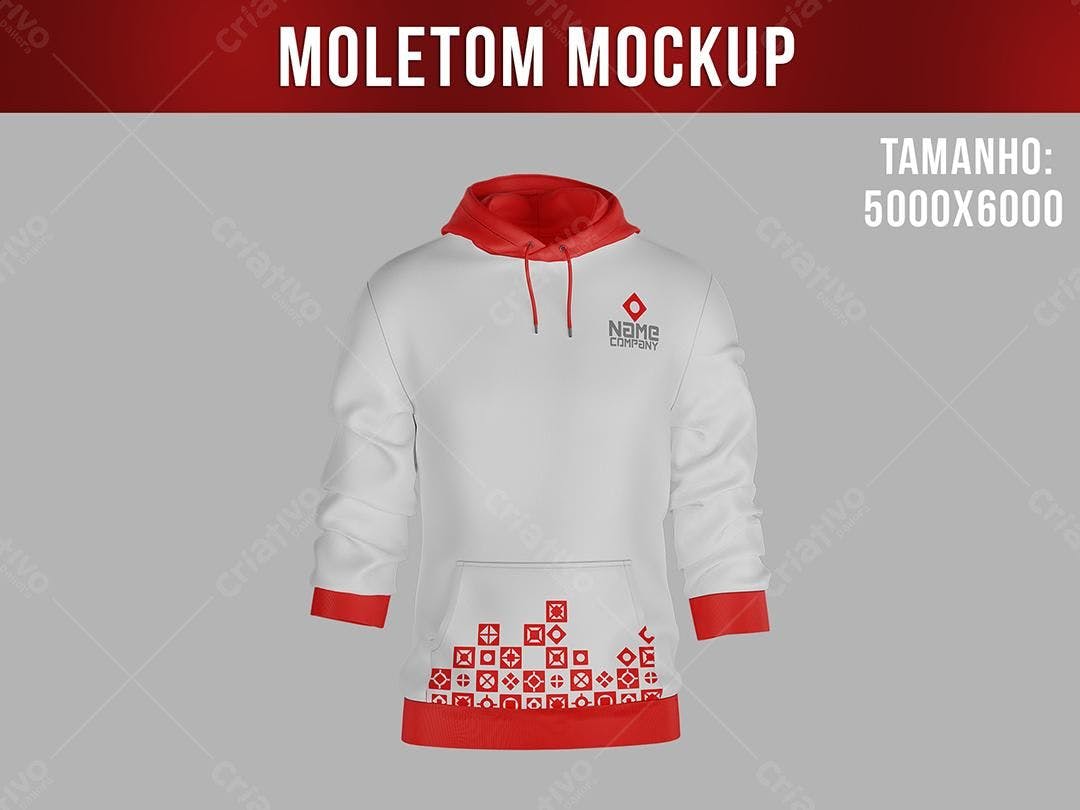 Mockup de Moletom Branco e Vermelho - Design Moderno