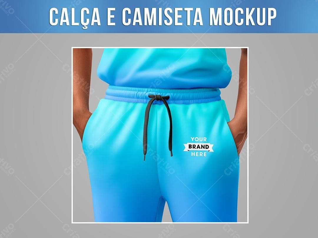 Mockup Calça e Camiseta Azul Degradê