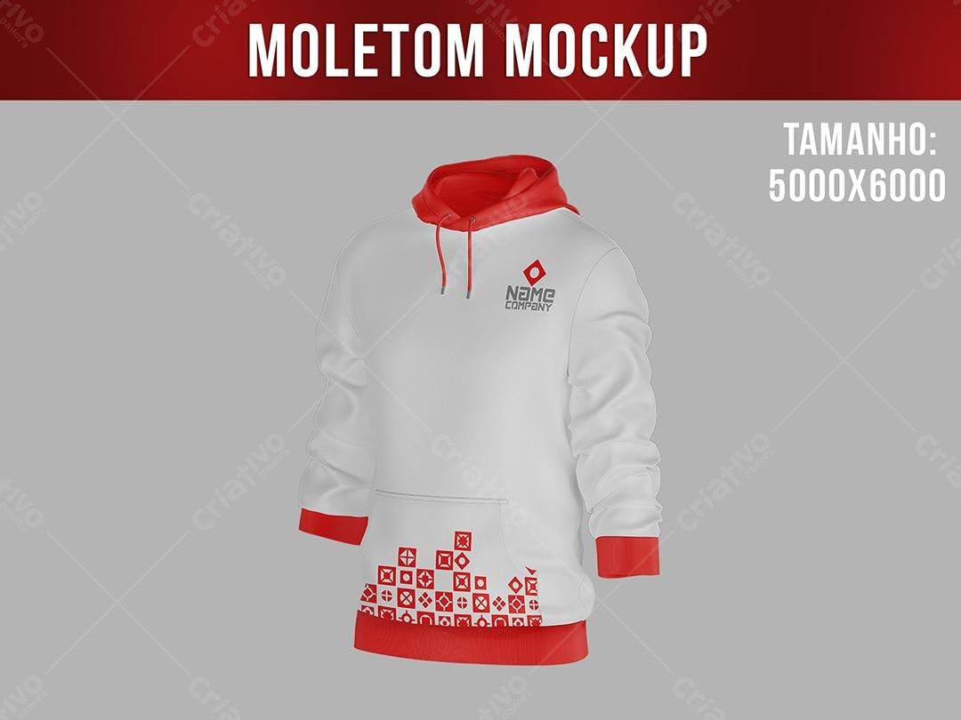 Mockup de Moletom Branco e Vermelho: Design Moderno
