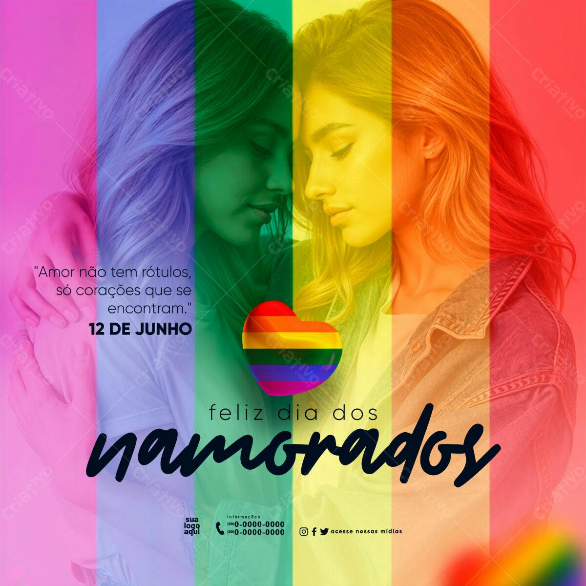 Flyer Dia dos Namorados LGBTQIA+ PSD Editável
