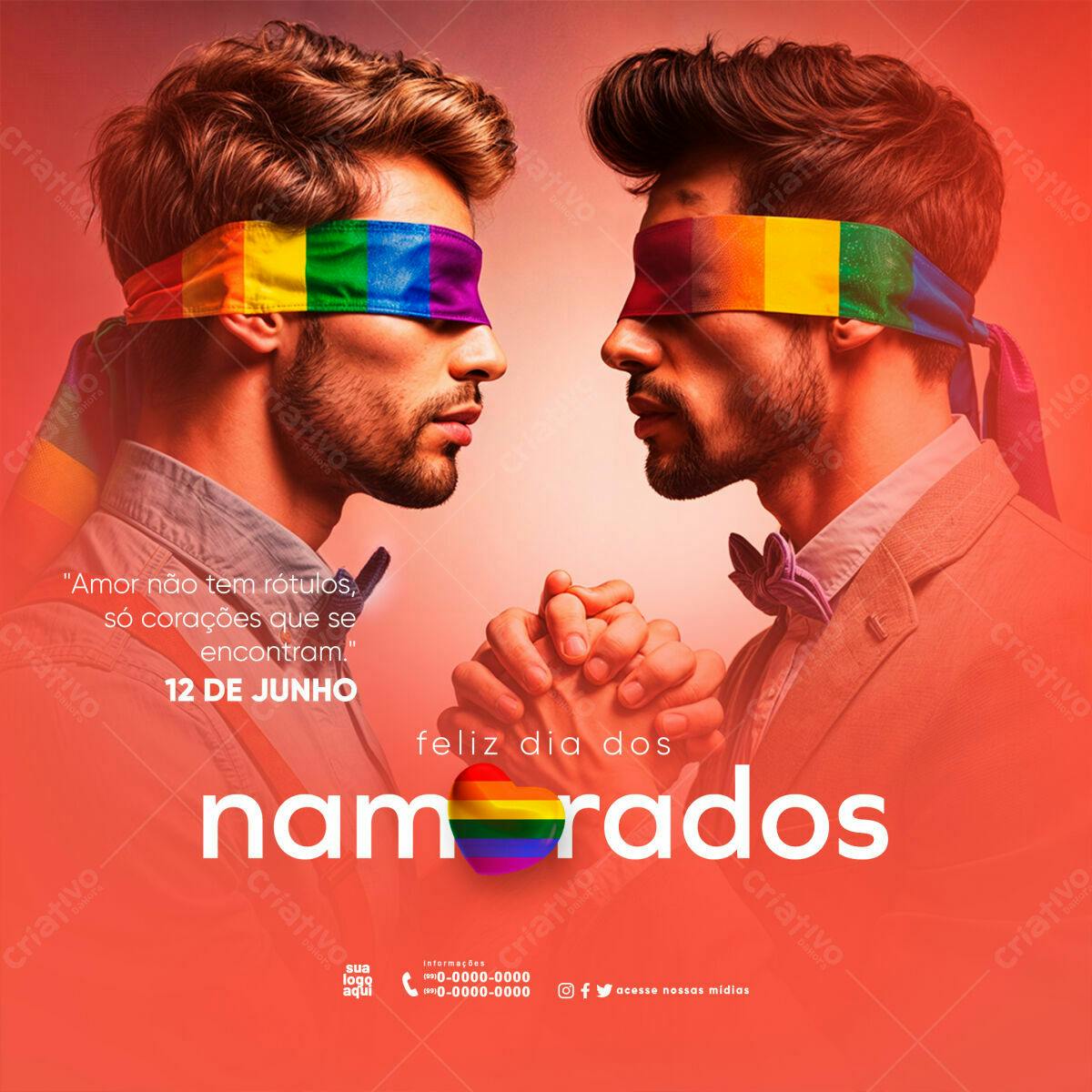 Flyer Dia dos Namorados LGBTQIAP+ PSD Editável