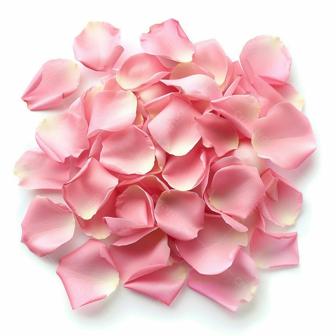 Pétalas de Rosa Rosa Claro fundo branco