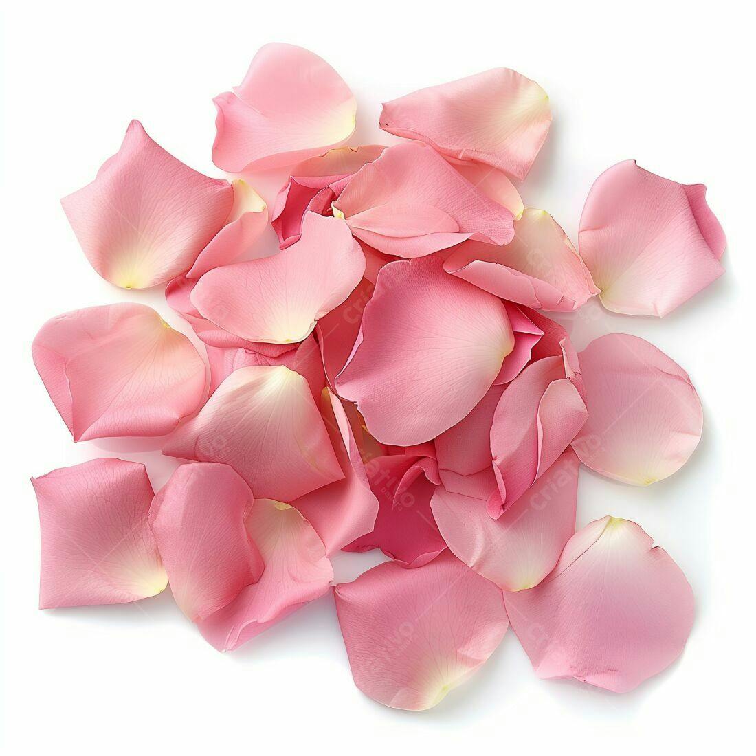 Pétalas de Rosa Rosa Claro sobre fundo branco