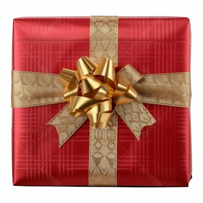 Presente Vermelho Com Um Laço De Fita Dourado