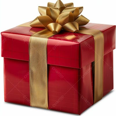 Presente Vermelho Com Um Laço De Fita Dourado