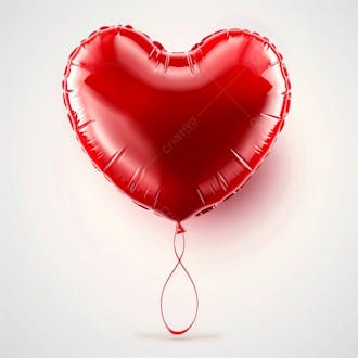 Um balão em formato de coração vermelho