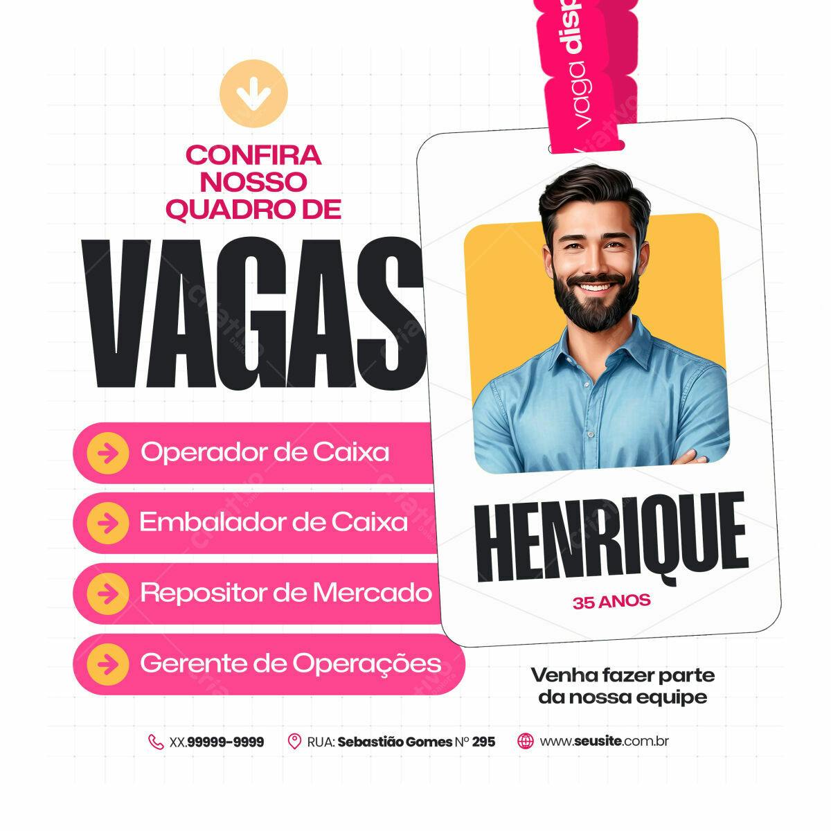 Cartão de Vagas para Empresa PSD Editável