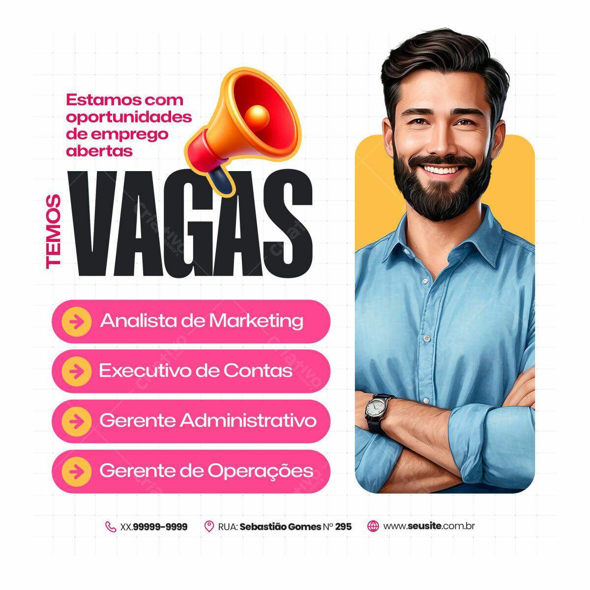 Postagem Vagas de Emprego PSD Editável