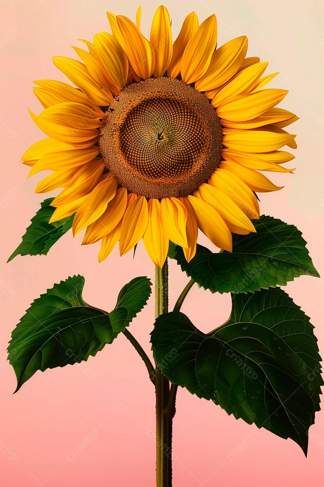 Girassol amarelo vibrante fundo rosa