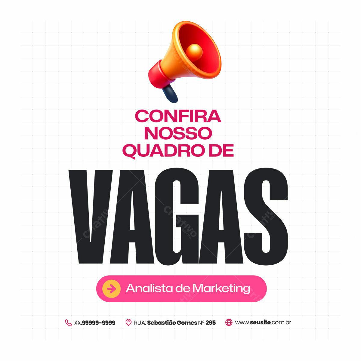PSD para Vagas de Emprego - Analista de Marketing PSD Editável