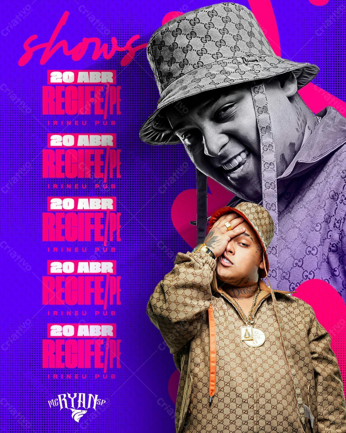 Flyer Show Mc Ryan Recife PSD Editável