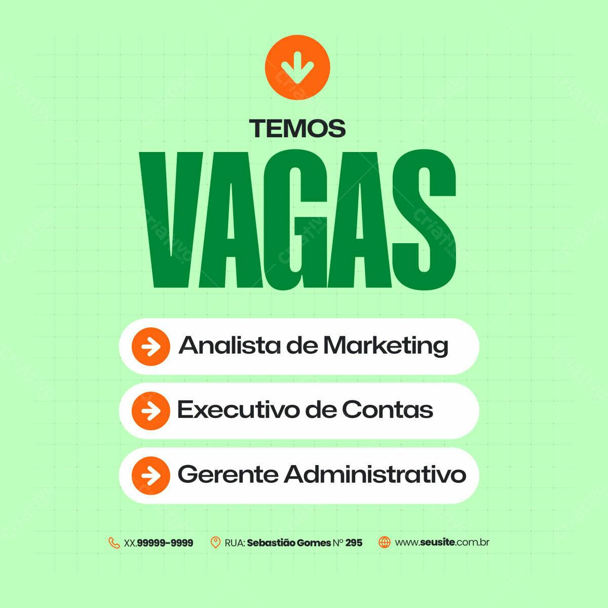Postagem Vagas de Emprego PSD Editável