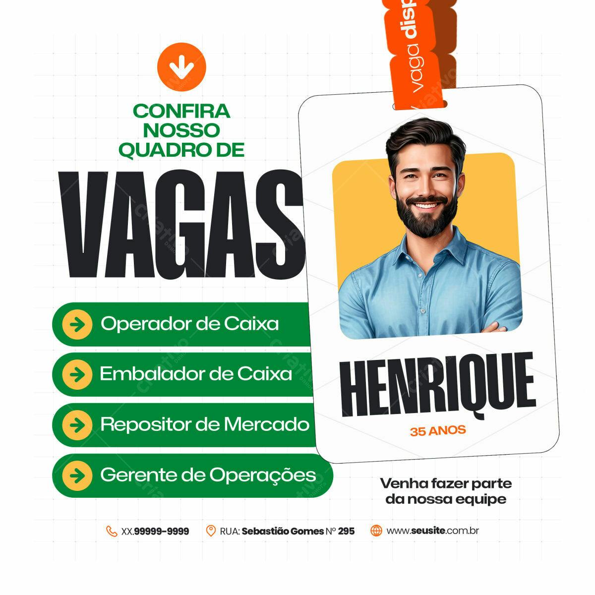 Card Vagas Emprego PSD Editável