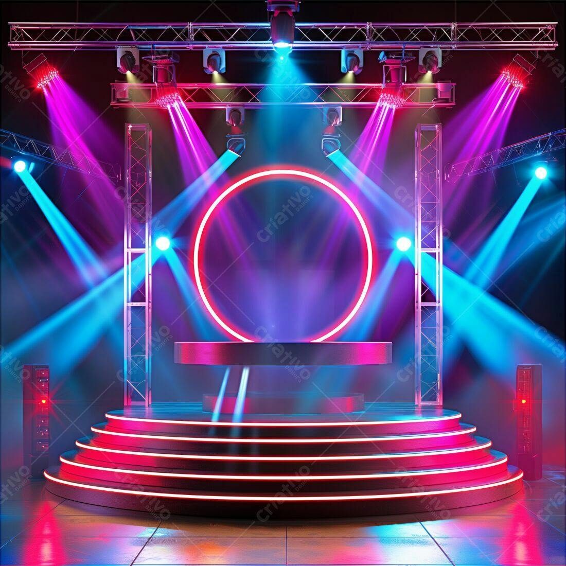 Palco Neon com Iluminação Pink e Azul