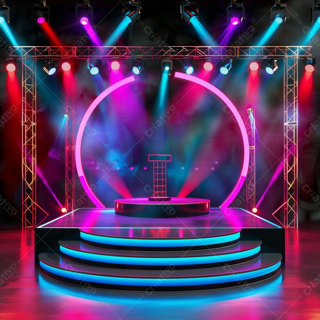 Palco Neon com Iluminação Pink e Azul