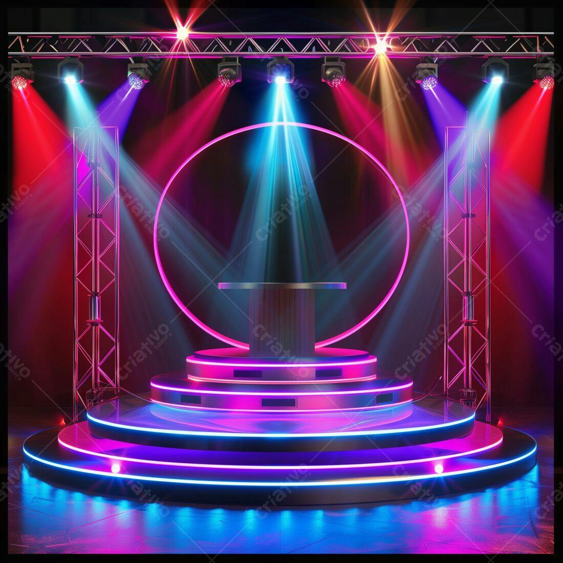 Palco Neon com iluminação Pink e Azul