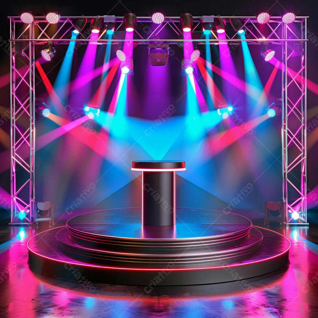 Palco Neon com Iluminação Pink e Azul