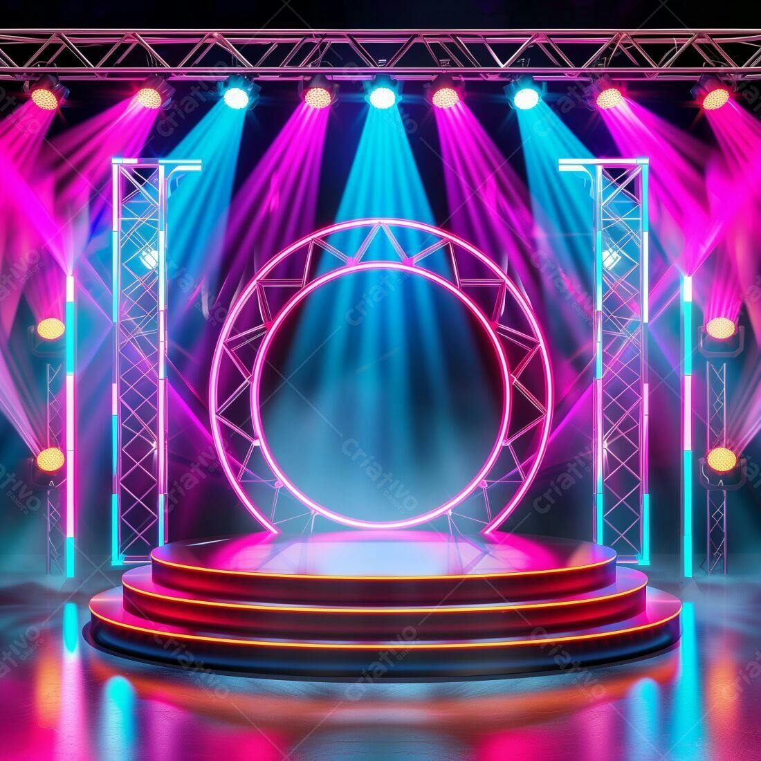 Palco Neon com iluminação Pink e Azul