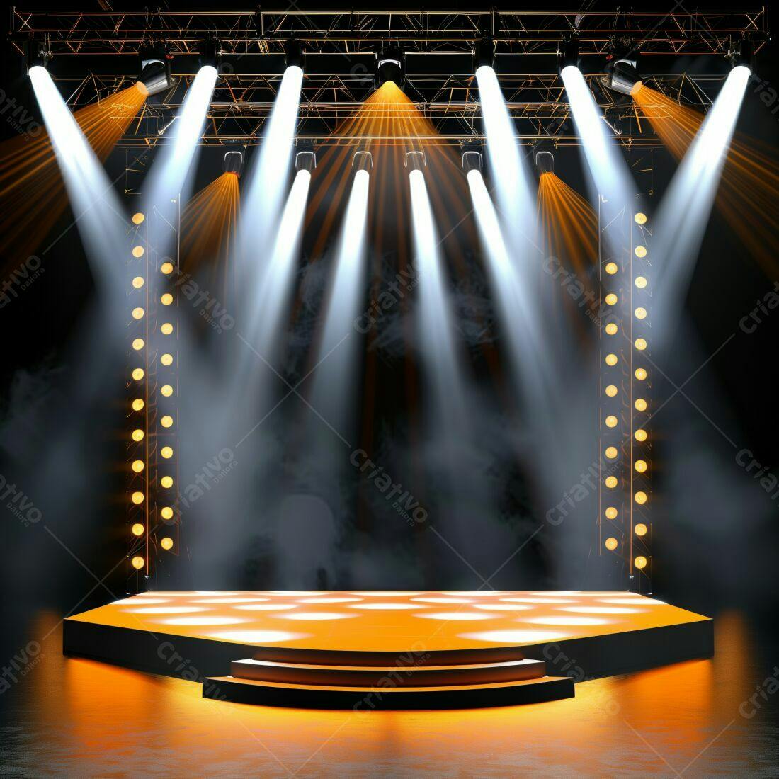 Palco iluminado com luzes de show