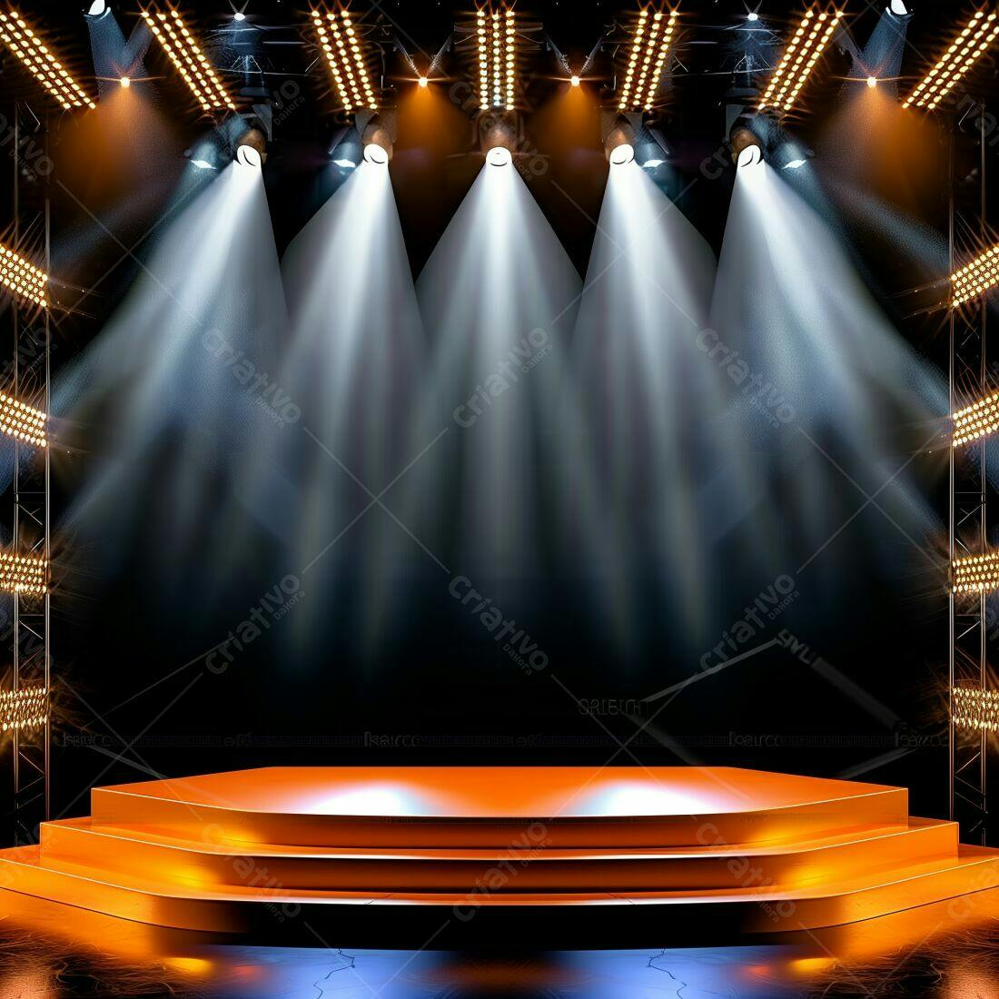 Palco iluminado laranja para evento
