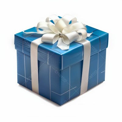 Presente Azul Com Um Laço De Fita Branco