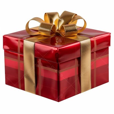 Presente Vermelho Com Um Laço De Fita Dourado