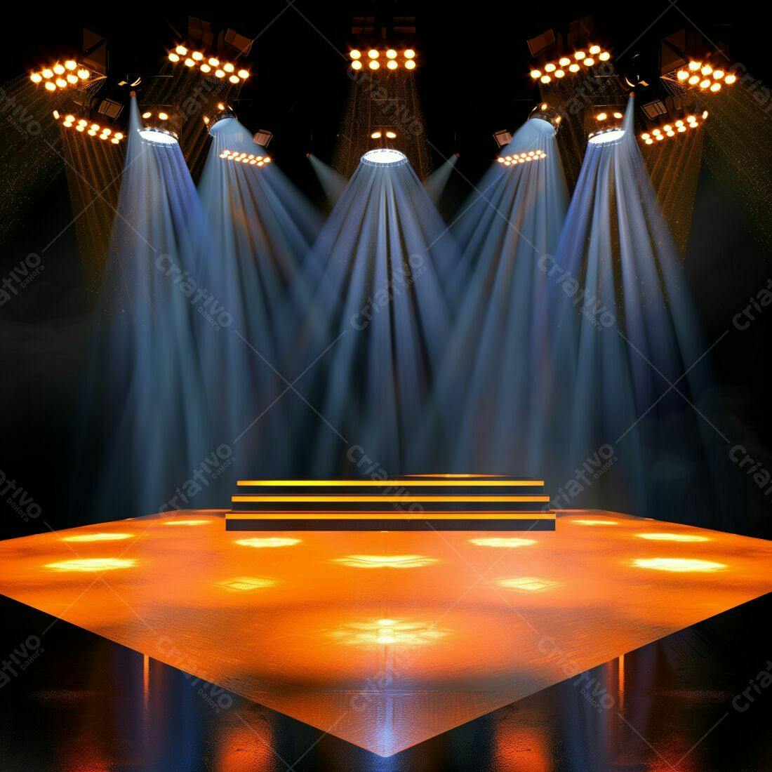 Palco iluminado com luzes cênicas