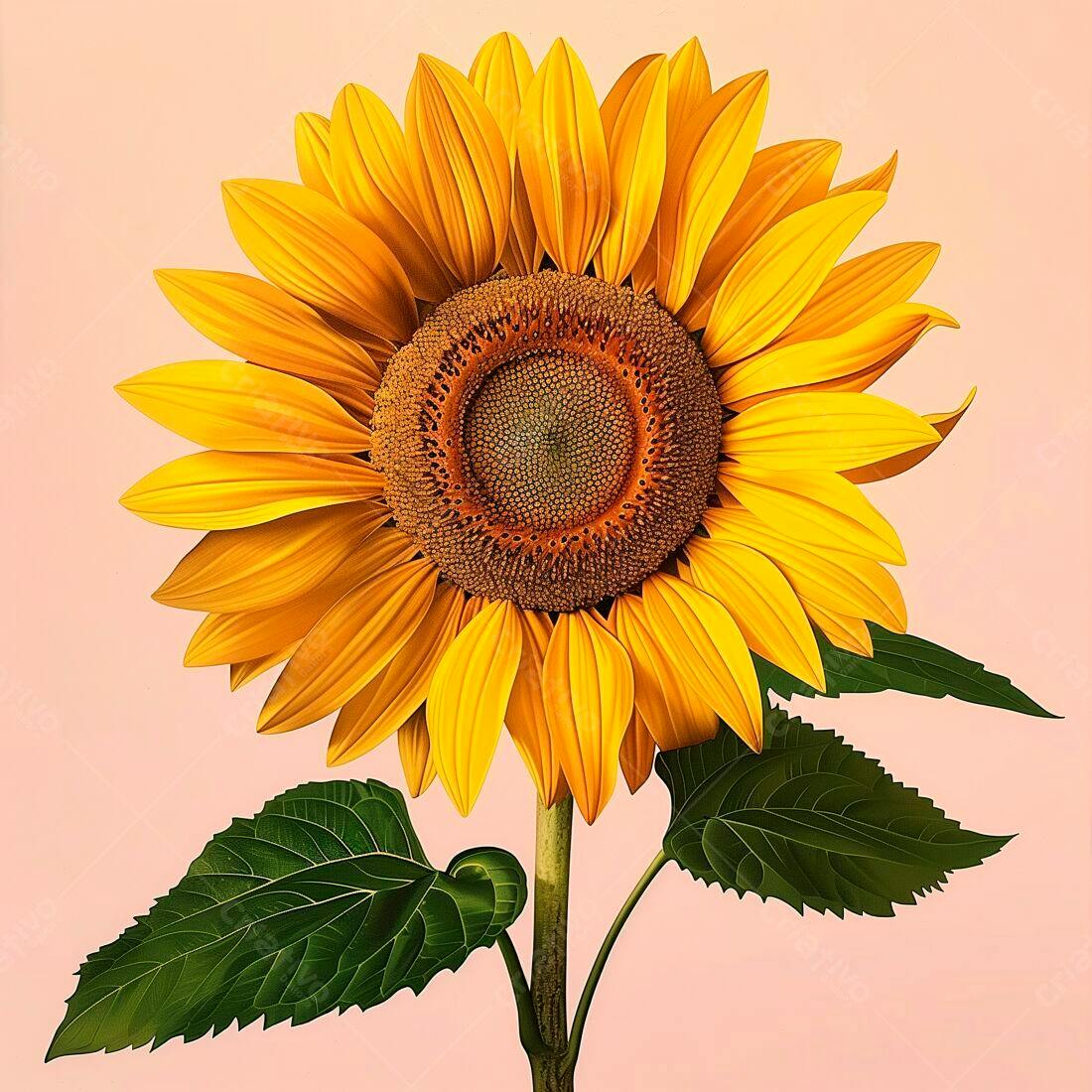 Girassol amarelo vibrante fundo rosa