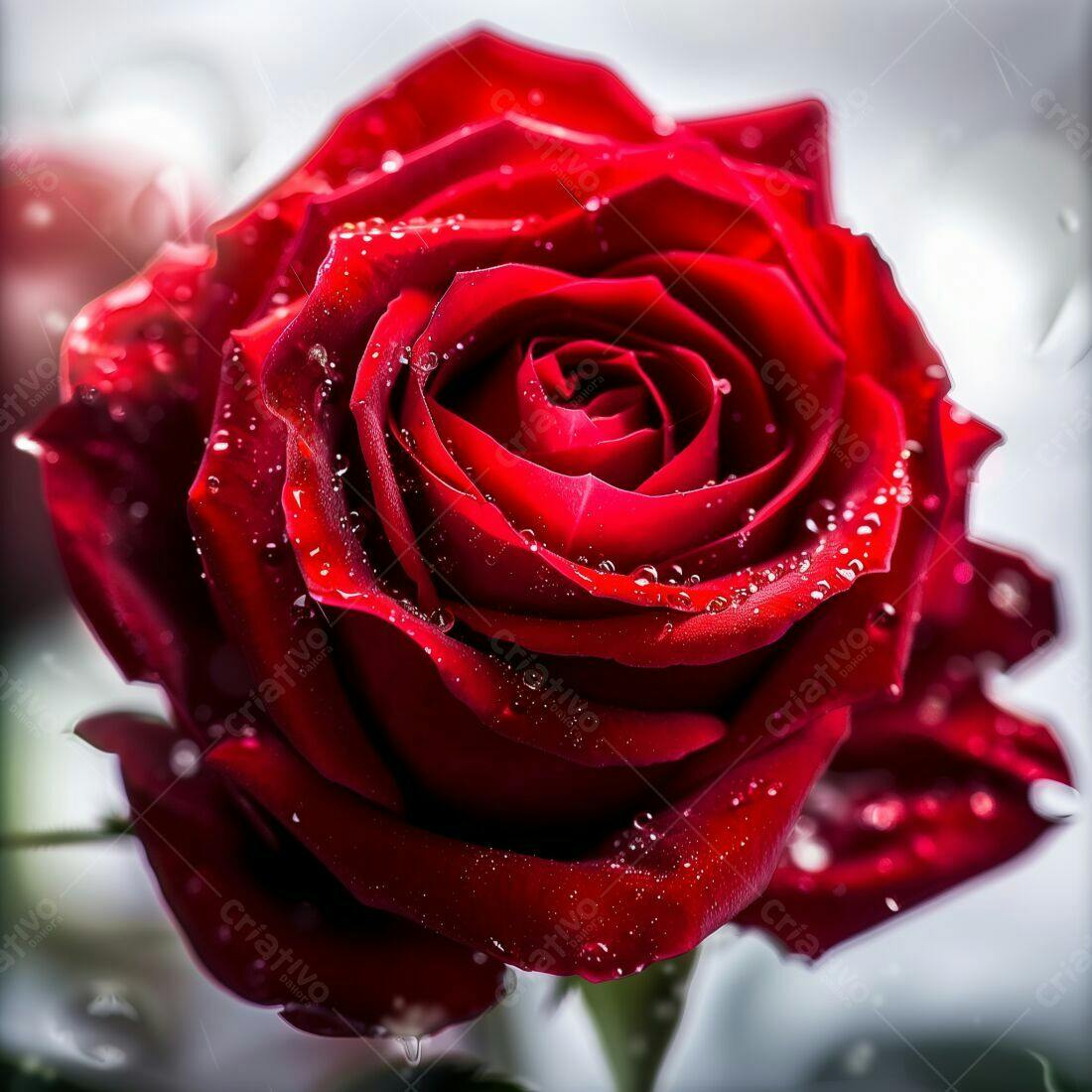 Rosa vermelha com gotas de água