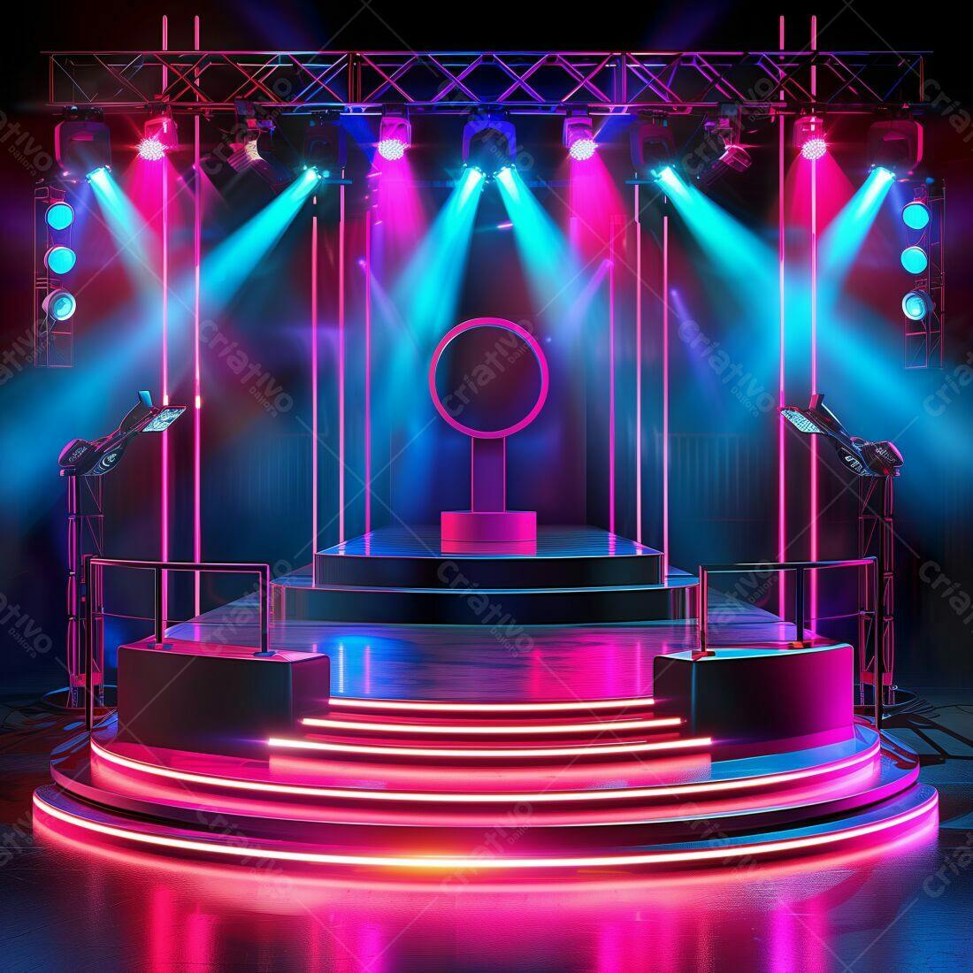 Palco Neon com iluminação Pink e Azul