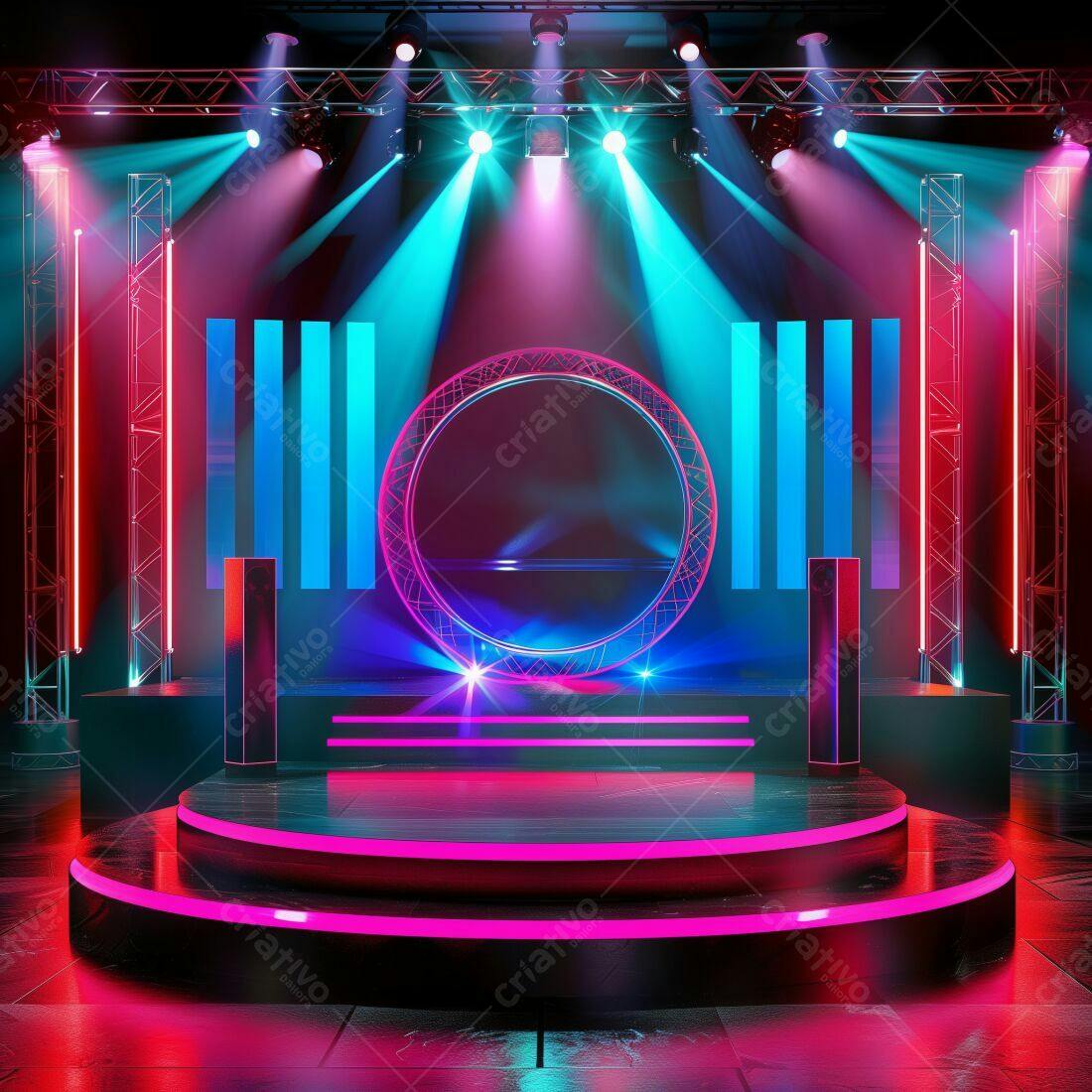 Palco Neon Rosa e Azul para Show