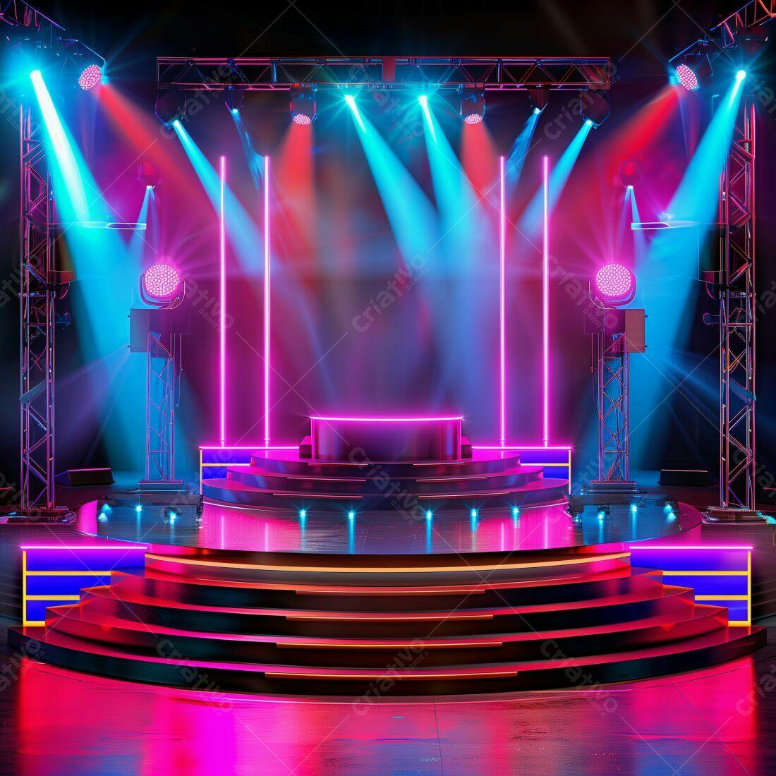 Palco Neon com Iluminação Pink e Azul