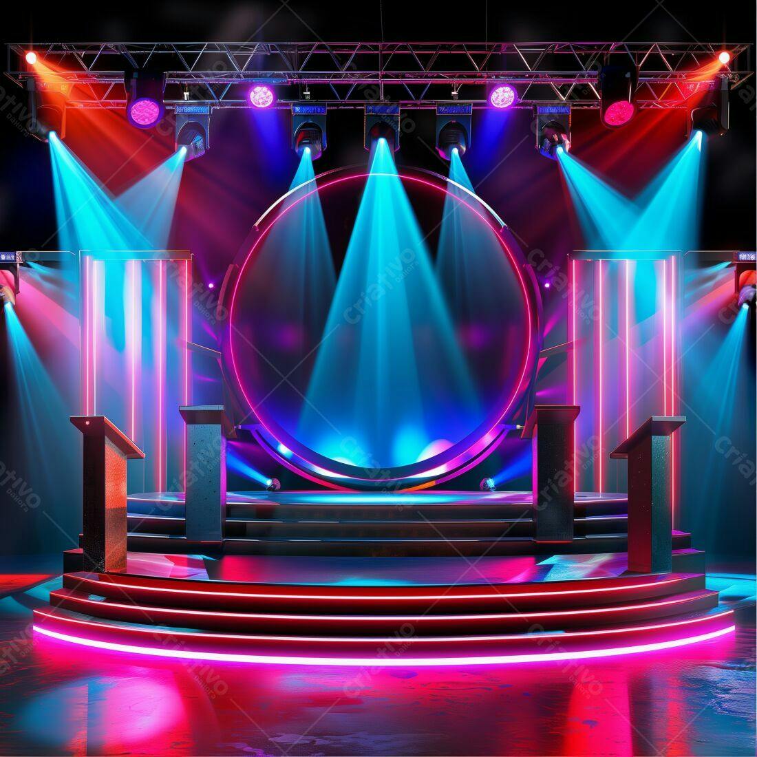 Palco Neon com Iluminação Vibrante