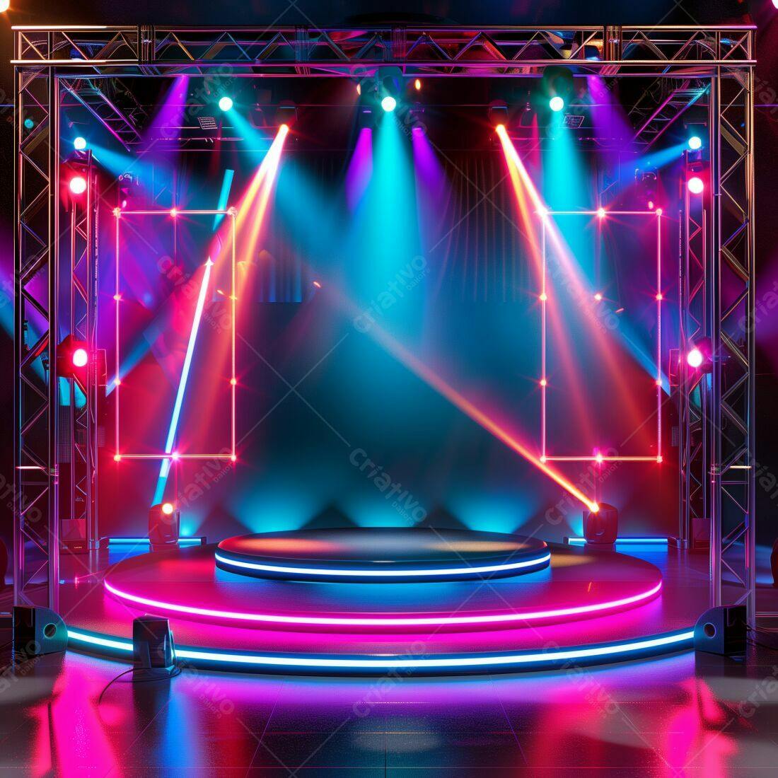 Palco Neon com Iluminação Rosa e Azul