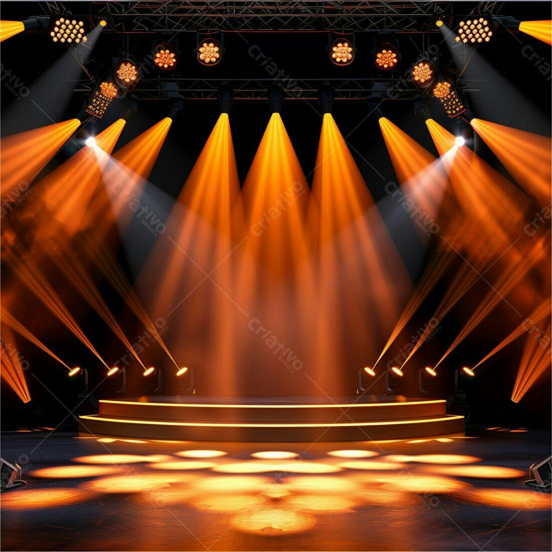 Palco iluminado com luzes amarelas