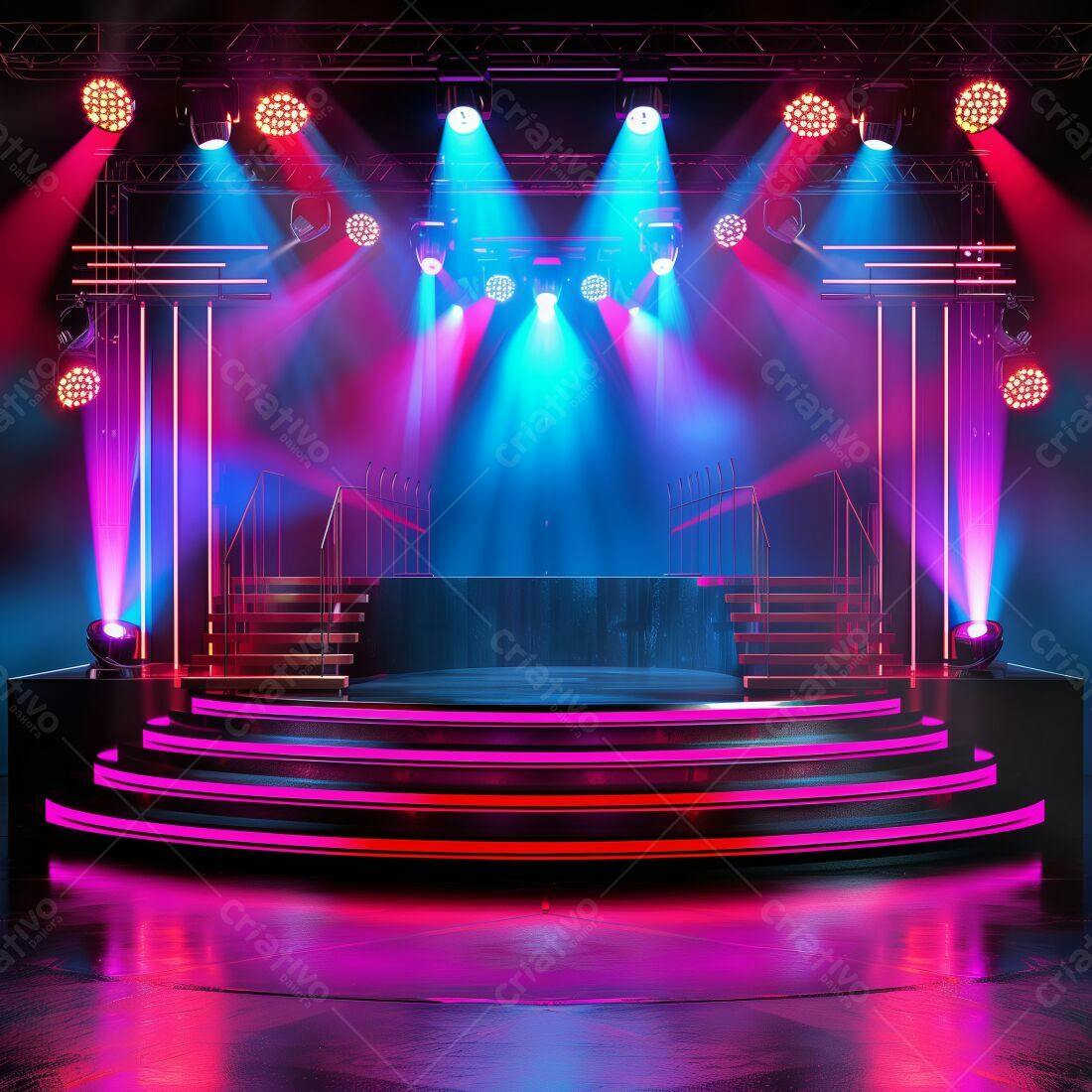 Palco Neon com Iluminação Pink e Azul
