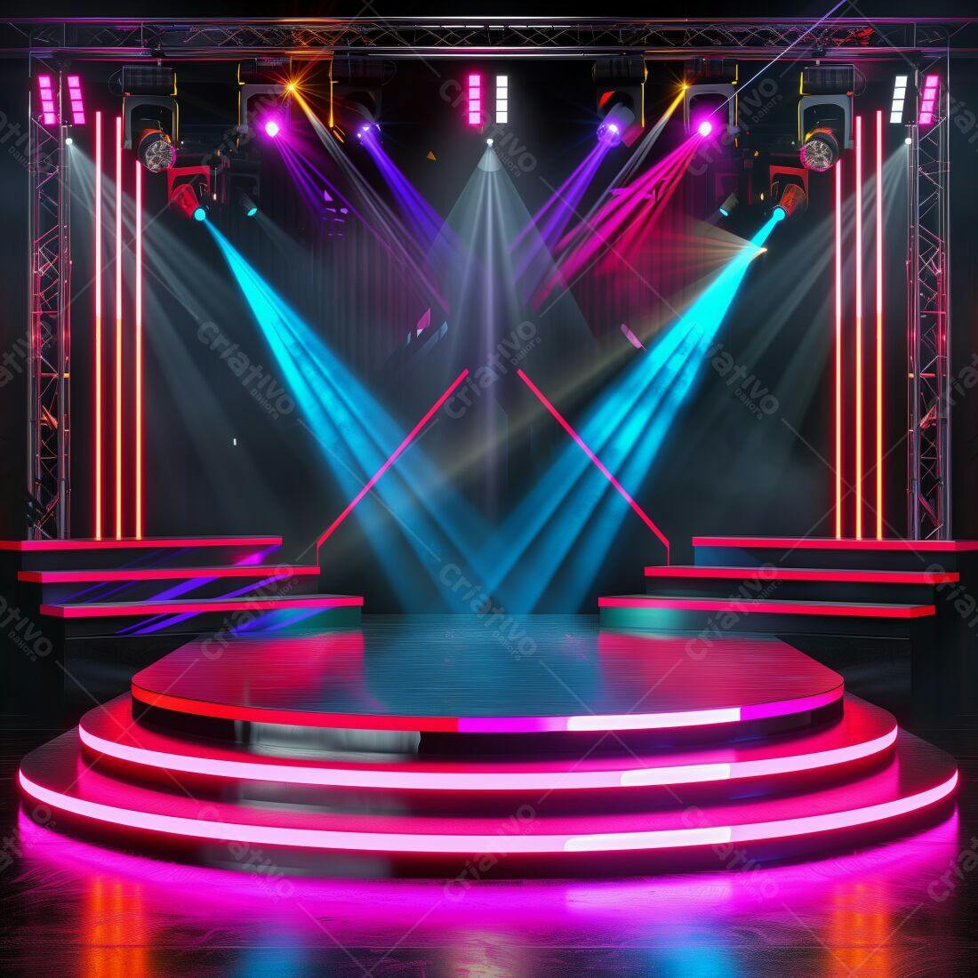 Palco Neon Rosa e Azul para Show
