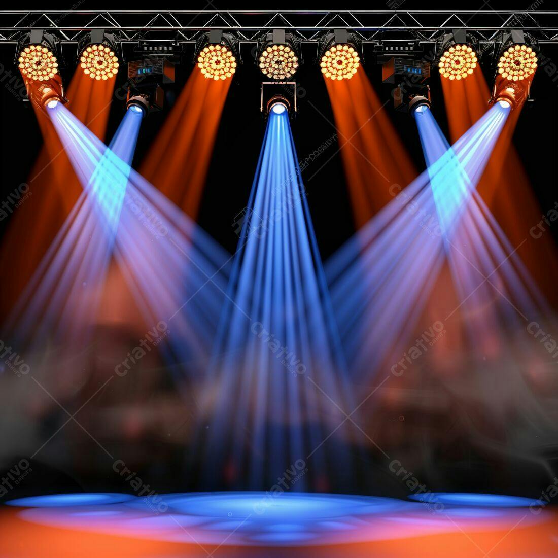 Palco com Luzes Azuis e Laranjas