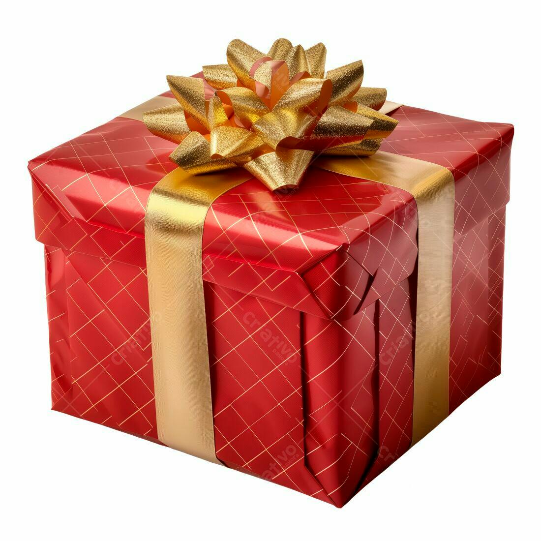 Presente vermelho com laço dourado