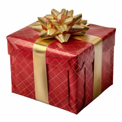 Presente Vermelho Com Um Laço De Fita Dourado