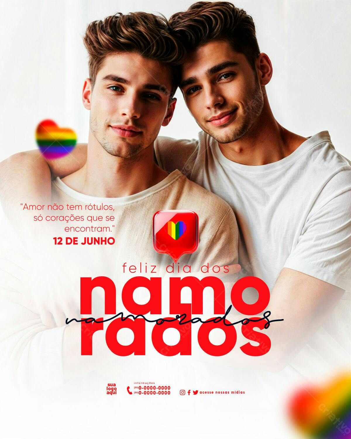 Flyer Dia dos Namorados LGBTQIA+ PSD Editável