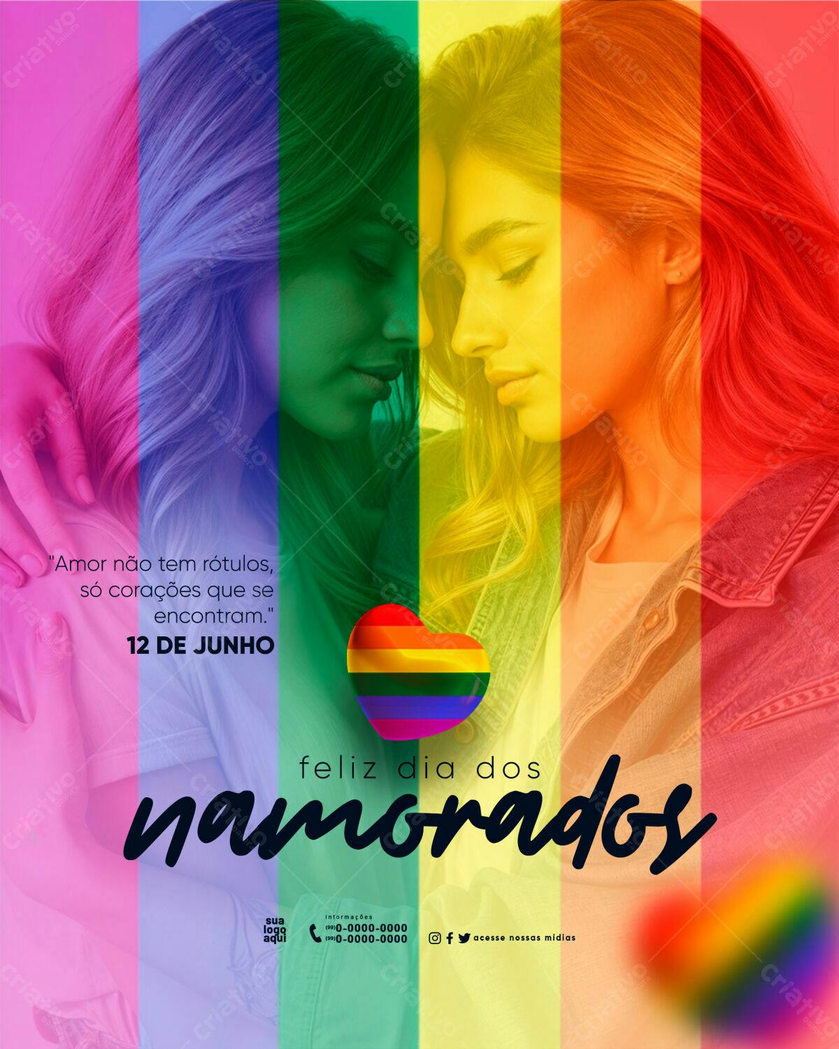 Flyer Dia dos Namorados LGBTQIA+ PSD Editável