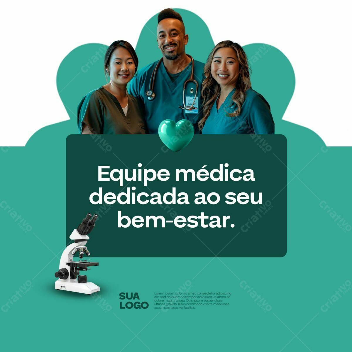 Post para Redes Sociais Equipe Médica PSD Editável