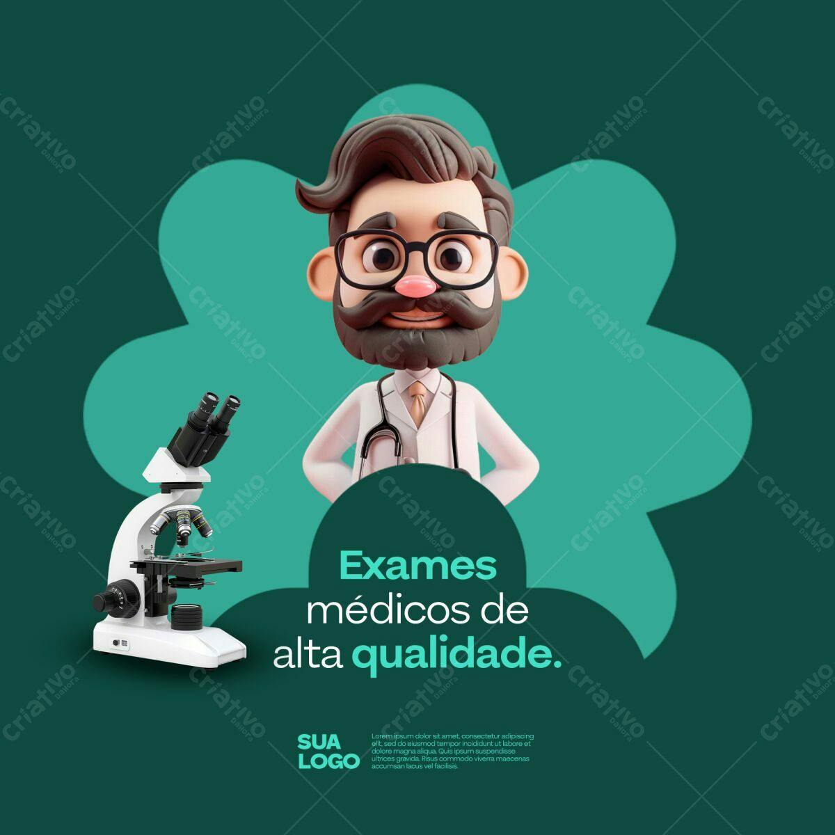 Flyer Médico com Ilustração 3D PSD Editável